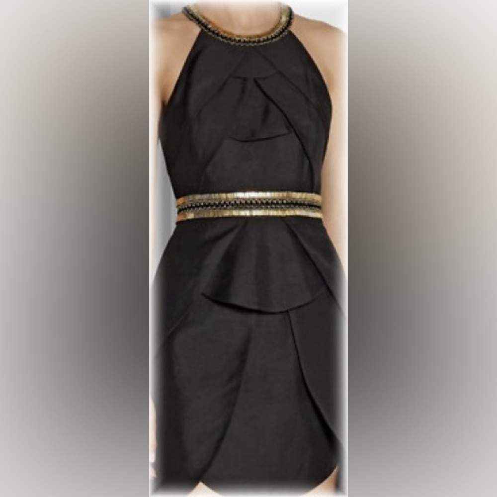 Sass & Bide Formal  Party gold embellished dress in black size us 6